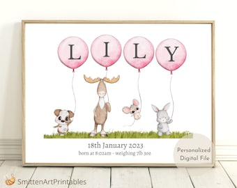 Gepersonaliseerde baby meisje naam teken, meisje baby naam teken, gepersonaliseerde baby cadeau voor kinderkamer, meisje kinderkamer decor, afdrukbare baby naam teken
