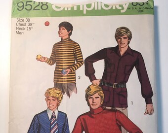Simplicity Vintage sewing pattern 9528, size 38, Teen boys and men's set of shirts