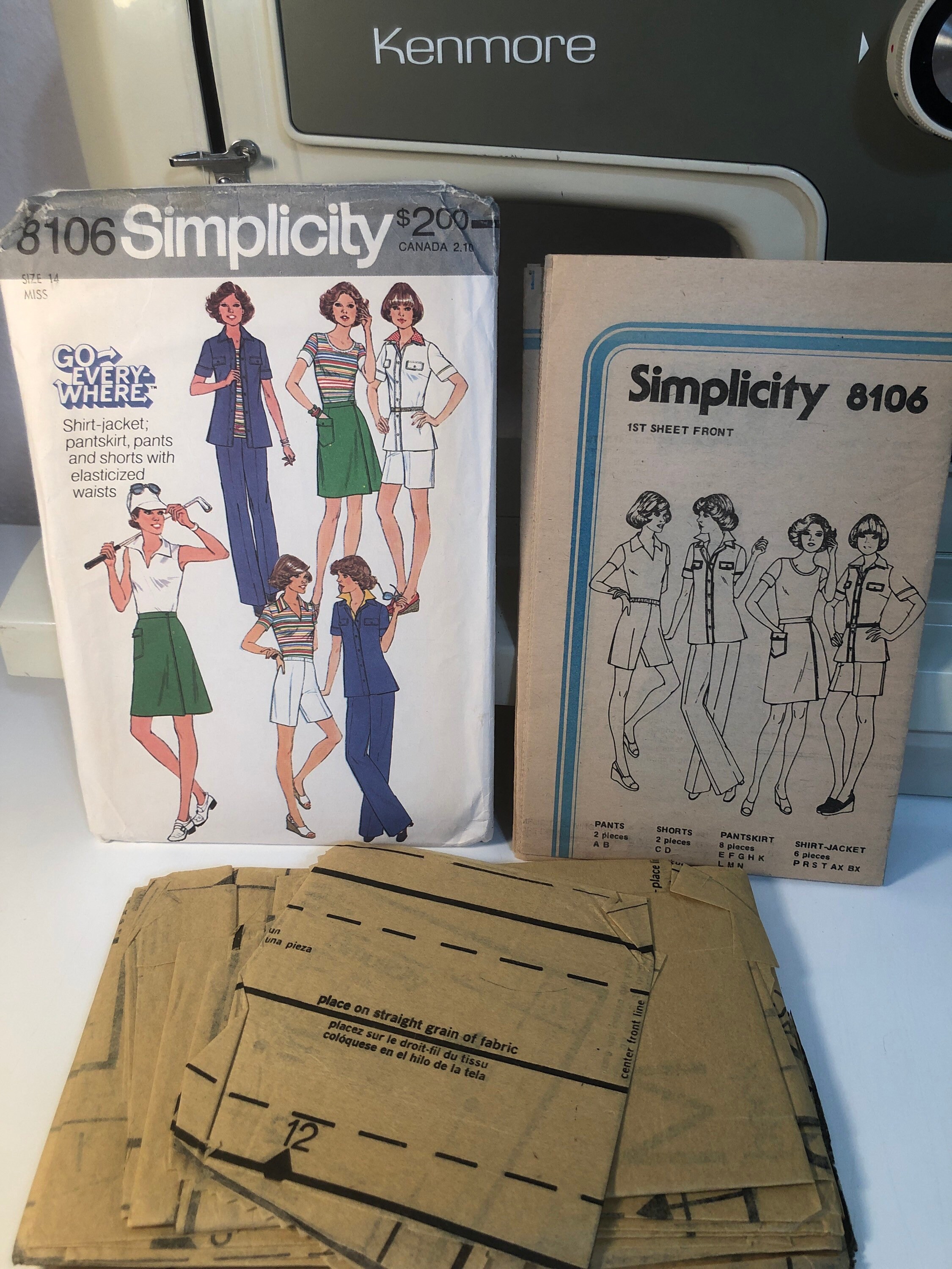Simplicity Vintage Sewing Pattern, Simplicity Pattern 8106, Size 14, Misses Pants Shorts and
