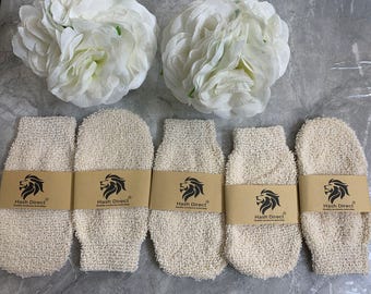 Exfoliating Body Scrub Glove Mitt gifts Jute Eco Friendly Bath Shower Hammam Spa Massage