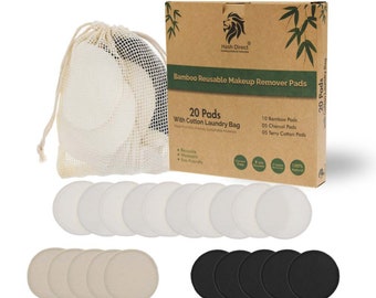Reusable Face Pads, Make Up Remover Pads, 3 Layers, Washable Organic Bamboo Cotton Washable Make Up Eco Vegan Organic