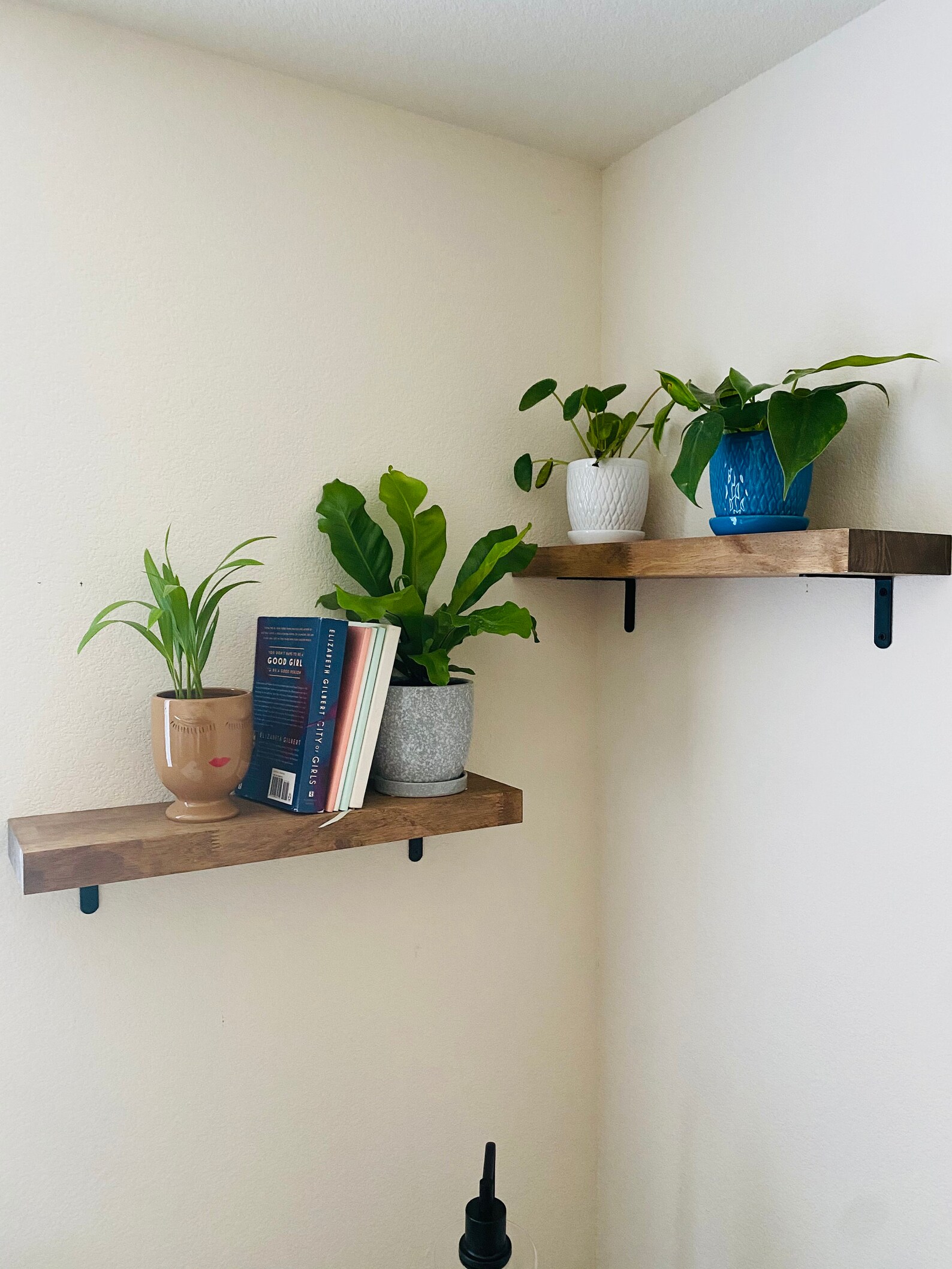 Floating Wall Shelf Birch Hardwood Butcher Block with Black Etsy