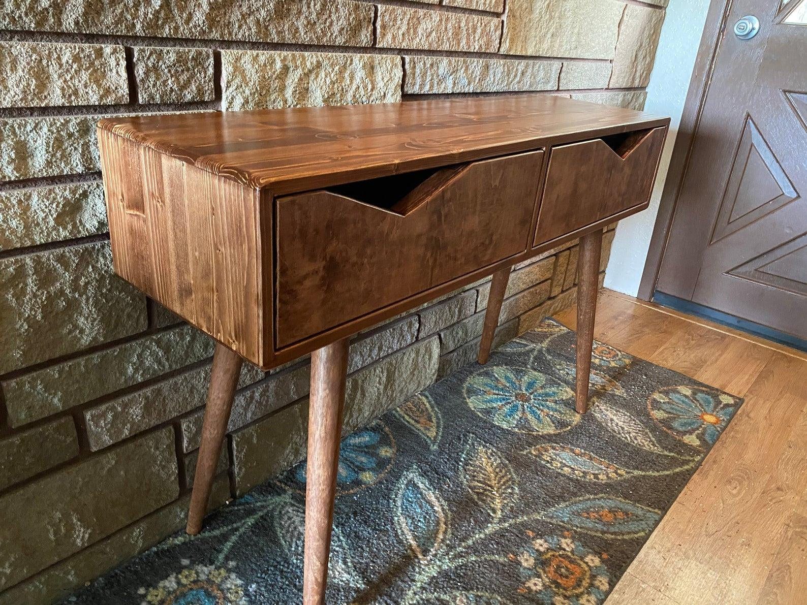 Mid century modern console table entrytable with drawers | Etsy