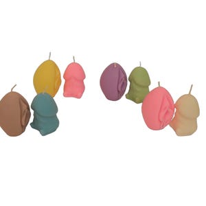 Velas de cera de soja con forma de mini pene y vagina: un regalo divertido para despedidas de soltera.