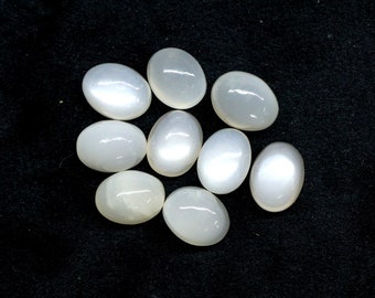 White Moonstone Cabochons Lot Oval Shape Natural Moonstone Cabochon Gemstone Loose Stones Smooth Cabs