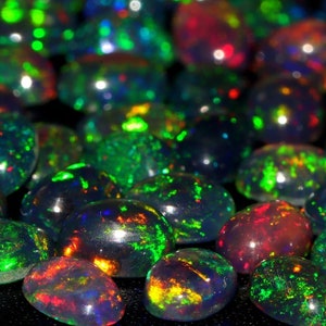 Ethiopian Black Opal Cabochon Oval Shape 8x10 mm 2 Pieces