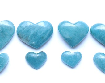 100% Natural  Aquamarine Cabochon: Heart Shape