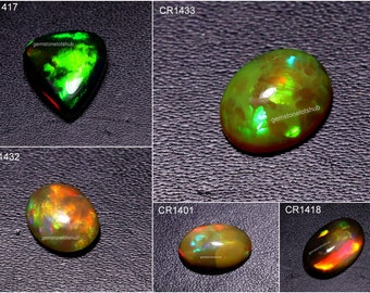 100% Natural Ethiopian Black Opal Cabochon Gemstone Ring Size Multi Fire Opal Loose Stone Choose Your Favorite Opal Gemstone Gift For Her