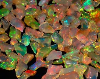 Lote de Opala Etíope Welo Bruta, Gema Natural Multicolorida com Efeito de Fogo, Ideal para Artesãos de Joias e Presente para Ela