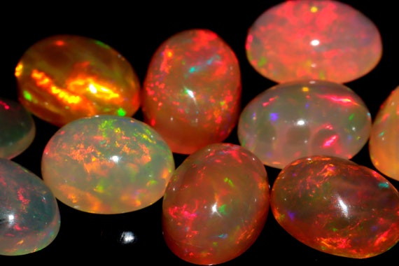 Natural Ethiopian Opal Cabochon: Oval Multi Fire Gemstone (6x8 mm)