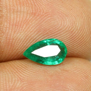 Natural Zambian Emerald Gemstone Ring Size Green Emerald Faceted Gemstone 0.80 Carat 9x5x3 mm Pear Shape Emerald Loose Stone image 1