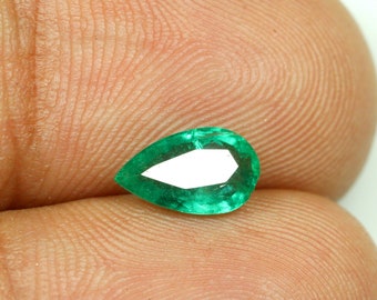 Natural Zambian Emerald Gemstone Ring Size Green Emerald Faceted Gemstone 0.80 Carat 9x5x3 mm Pear Shape Emerald Loose Stone