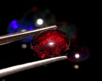 8x10mm Smoked Ethiopian Opal Cabochon: Natural Black Fire Opal