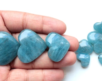 AAA Aquamarine Heart Cabochon, Loose Gemstone (10 mm to 13 mm)