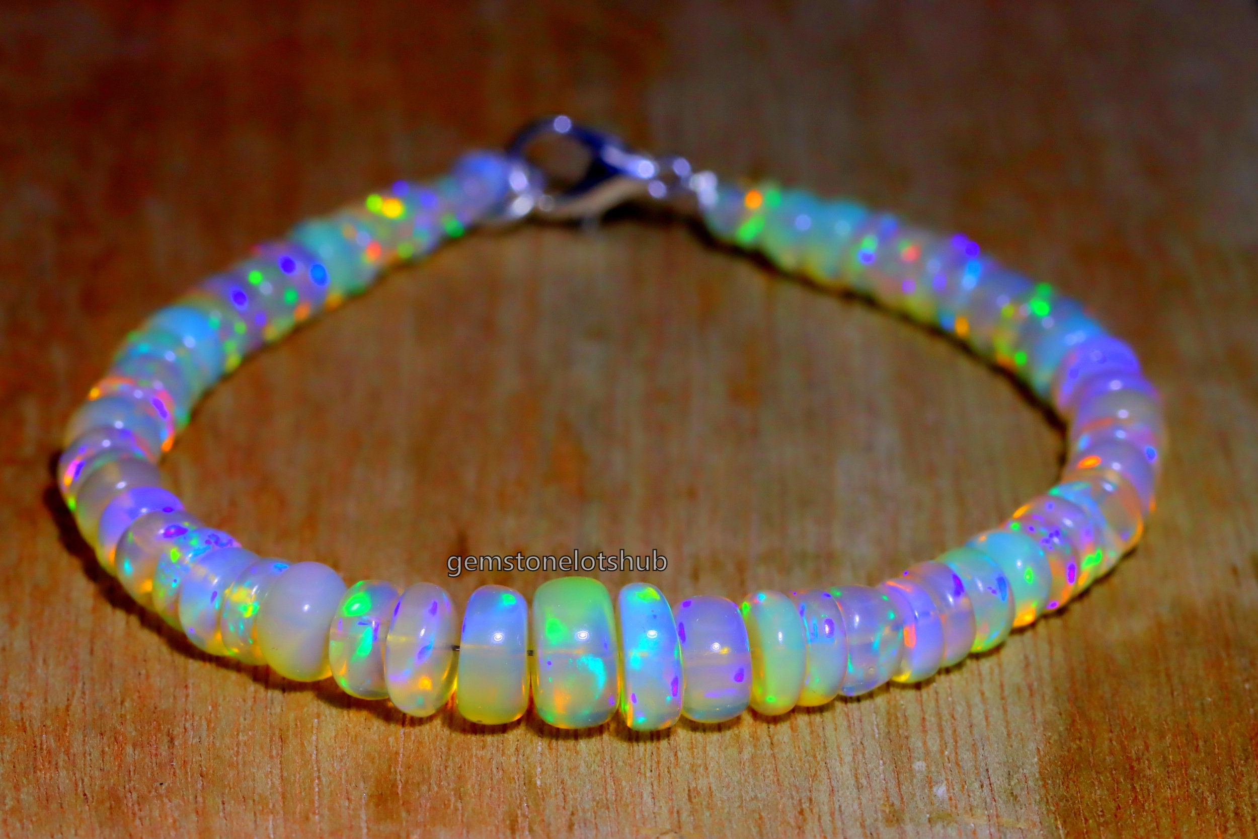 Natural Ethiopian Opal Bracelet Natural Red Garnet Bracelet