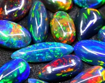 Natural Ethiopian Black Opal Cabochon Lot: Welo Opal Gemstone Mix Rings earring