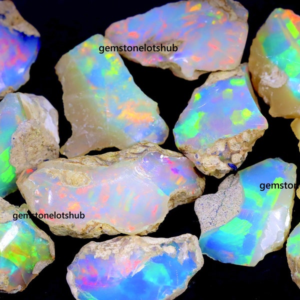 AAA+++Quality Natural Multi Fire Opal Rough Gemstone Pendants Size Ethiopian Opal Raw Loose Gemstone For Making Jewelry 7to13MM Gift For Her