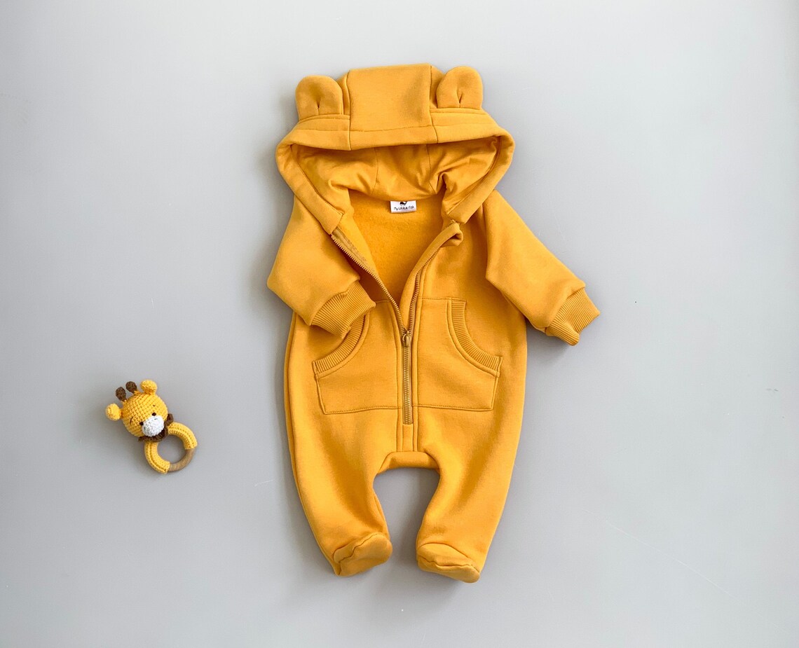 Zipper Onesie for newborn Hooded coverall baby Fall baby Etsy