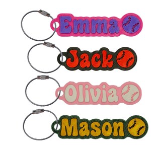 Baseball in Groovy Font Custom Water Bottle Name Tag, Luggage Label Personalize Customized Personalized Customizable Nametag