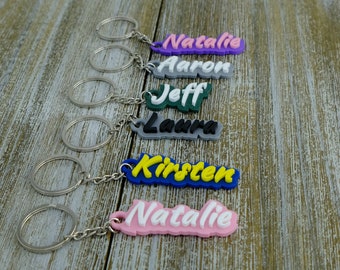 Custom Name Keychain in Kaushan Font, Personalized Key Chain, Custom Name Tag, Keyring, Id Tag, Logo Charm, Car Keys, 3D Printed