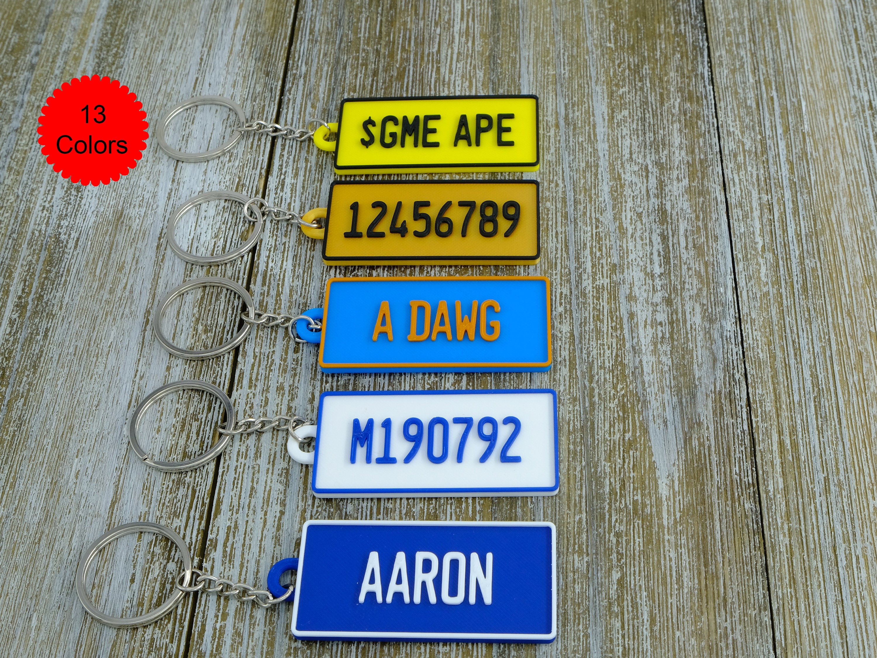 Personalized Keychain / Keyring License Plate 2 Color 3D Etsy