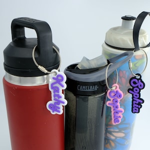 Retro Font Custom Water Bottle Name Tag, Luggage Label Personalize Customized Personalized Customizable Nametag, 3d printed