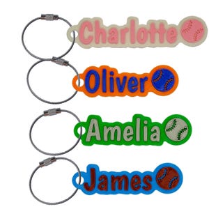 Baseball in Whimsy Font Custom Water Bottle Name Tag, Luggage Label Personalize Customized Personalized Customizable Nametag