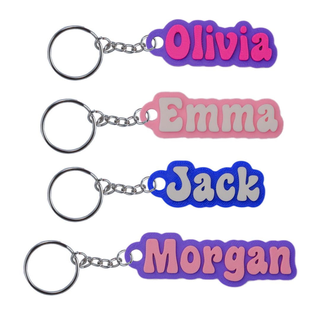 Key Chain Font Groovy Font Custom Keychain, Personalized Key Chain, Custom Name Tag ...