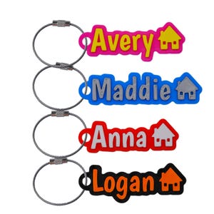 House in Whimsy Font Custom Water Bottle Name Tag, Luggage Label Personalize Customized Personalized Customizable Nametag