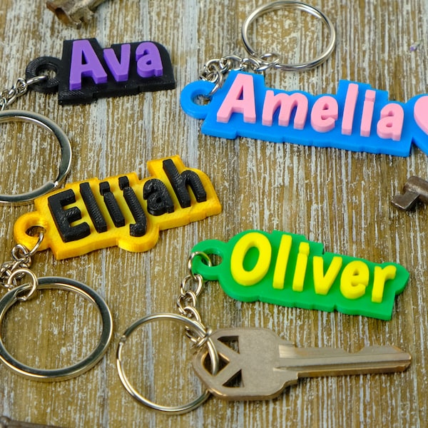 Custom Name Keychain in Whimsy Font, Personalized Key Chain, Custom Name Tag, Keyring, Id Tag, Logo Charm, Car Keys, 3D Printed