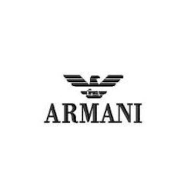 Logo George Armani. Motif brodé Georgio Armani, utilisé pour les machines à broder. Poids Georgio Armani. Autocollant Georgio Armani