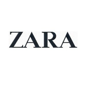 Puede incluir: Logotipo en blanco y negro para la marca de ropa Zara.