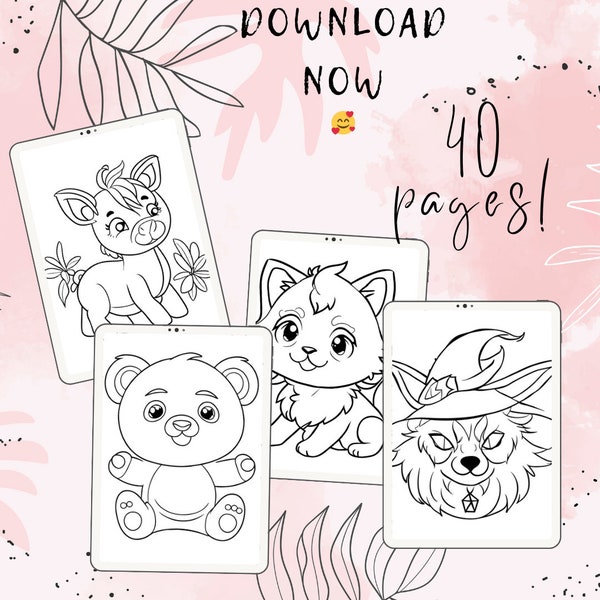 Printable Coloring Book for Kids: 40 Pages of Fun with Real and Imaginary Animals - Instant Download, Unlimited Printing.