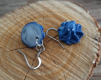 Handmade octopus earrings - Polymer clay earrings - Blue earrings - Sea earrings
