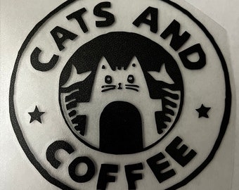 Cats and Coffee Vinyl Sticker