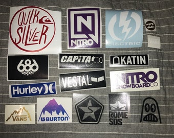 15 Snowboard Vinyl Stickers Random Pick