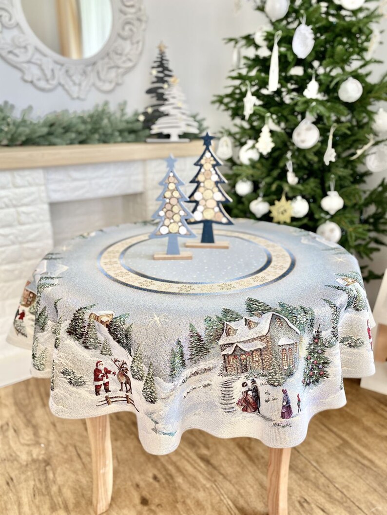 Tapestry Christmas Tablecloth. Festive Holiday Tablecloth. - Etsy