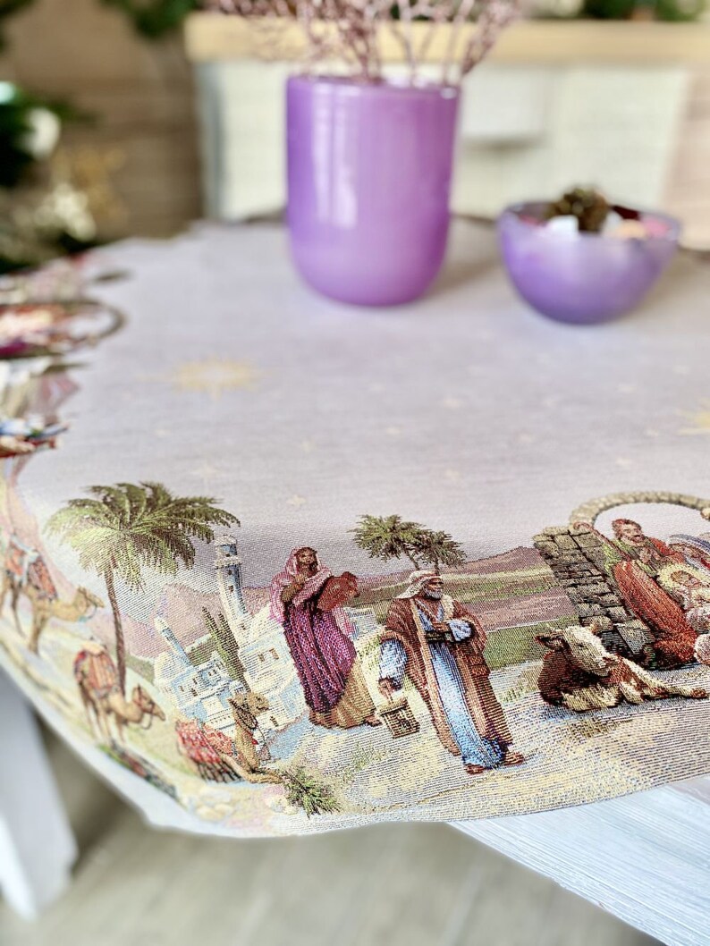 Tablecloth With Nativity Scene. Christmas Tablecloth. Festive Etsy