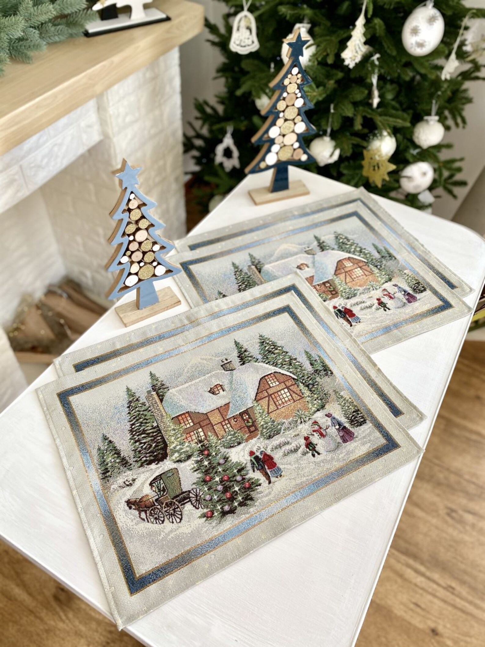 Christmas Tapestry Placemats. Set of New Year and Christmas  Etsy UK