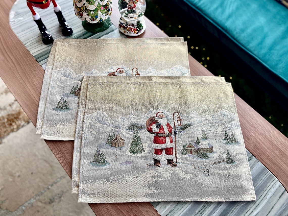 Set of tapestry Christmas plate placemats. Plate placemats Etsy