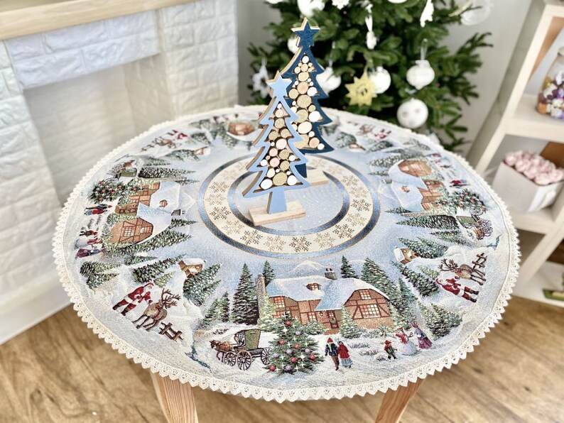 Tapestry Christmas Tablecloth. Festive Holiday Tablecloth. - Etsy