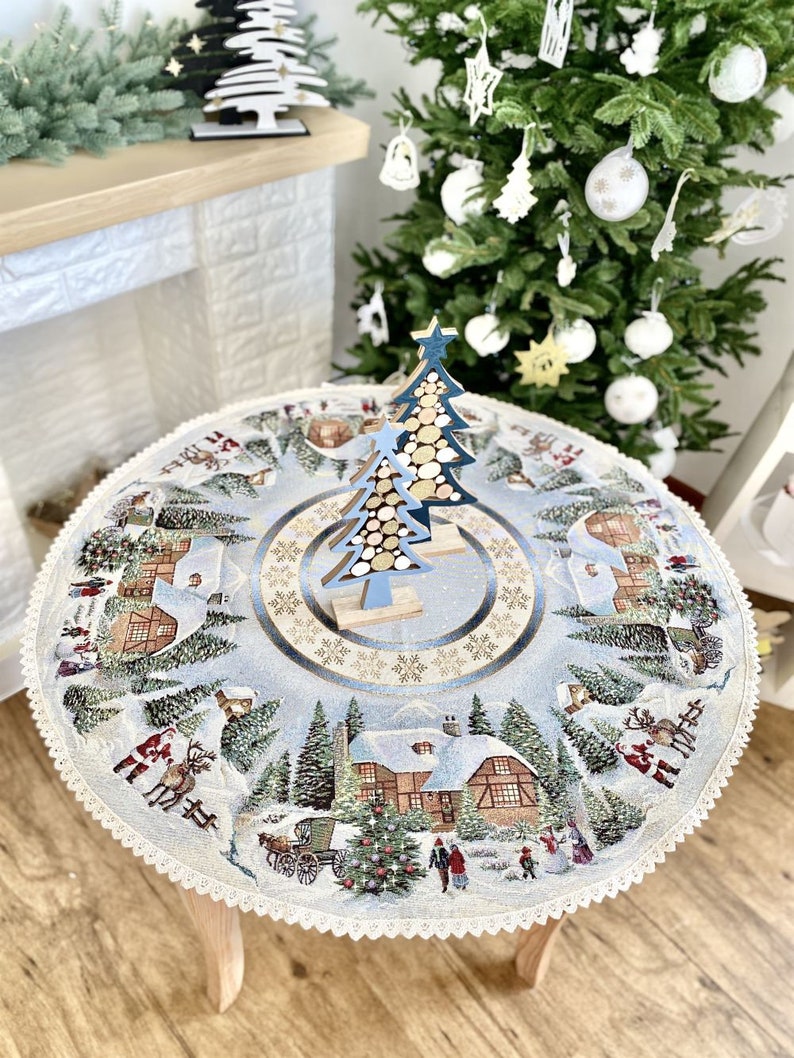Tapestry Christmas Tablecloth. Festive Holiday Tablecloth. - Etsy