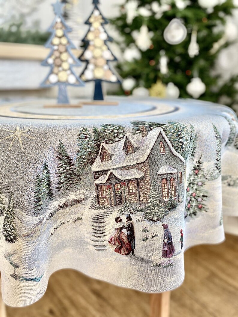 Tapestry Christmas Tablecloth. Festive Holiday Tablecloth. - Etsy
