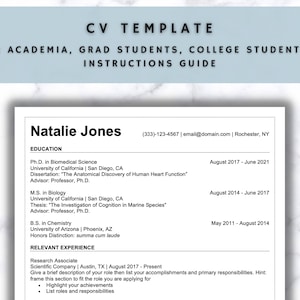 Lebenslauf Vorlage für Doktoranden, College-Studenten und Akademische Forscher | Professionelles Modernes Minimalistisches Design | Sofort Download