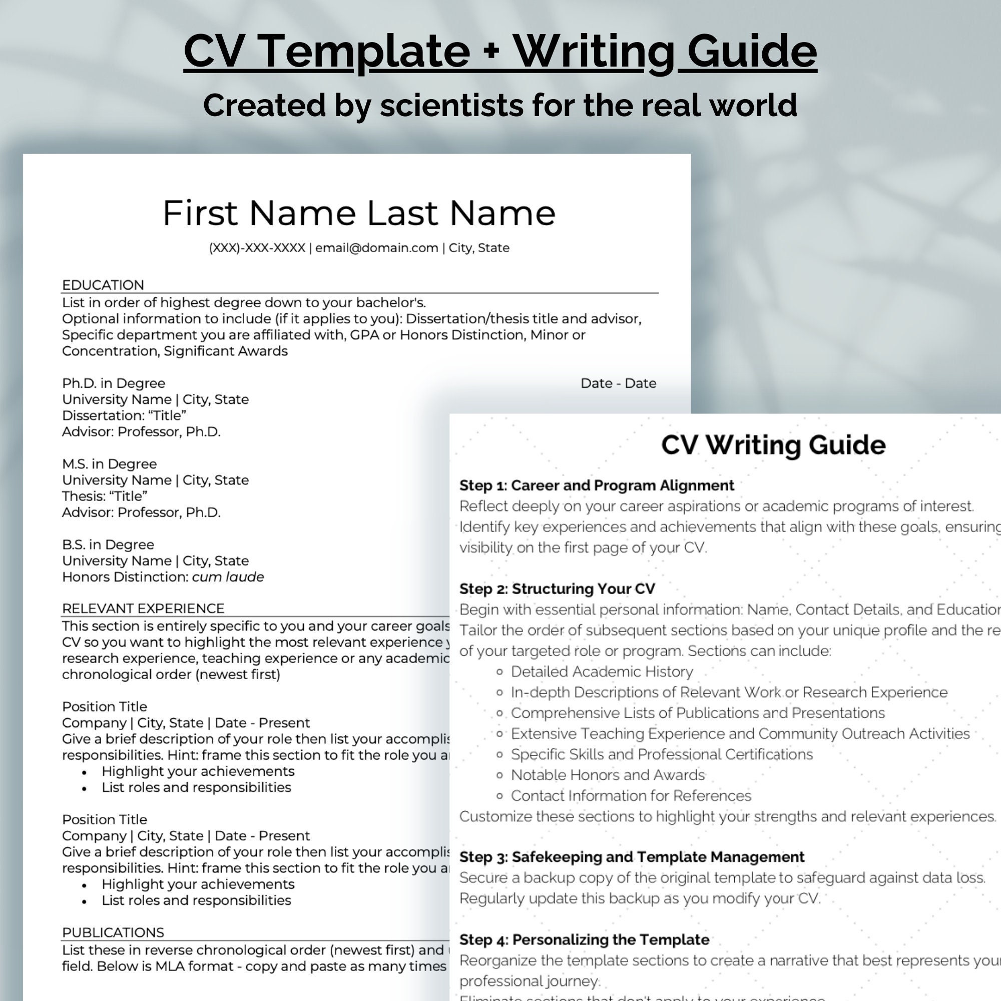 Professional Resume Template for Graduate Students - Editable Academic ...