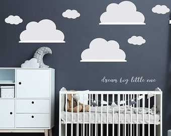 Autocollant mural Cloud sticker 3x Grand nuage adapté à votre étagère murale IKEA RiBBA MOSSLANDA LAQUE (étagères non incluses)