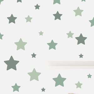 Wall sticker for baby room stars set in different shades of green Kita wall sticker star starry sky wall sticker - green set