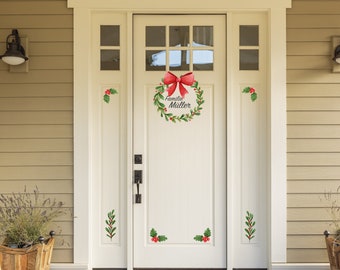 Tür Fenster Sticker Weihnachstkranz Aufkleber mit Willkommen Gruß Wandtattoo Weihnachts Deko T2020