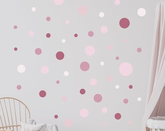 Wall sticker for baby room 104 pieces circles dots set polka dots daycare wall stickers wall stickers - old pink set