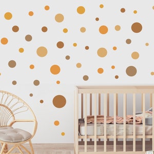 Wall sticker for baby room girl&#39;s room 104 pieces circles dots set polka dots daycare wall stickers wall stickers - orange set